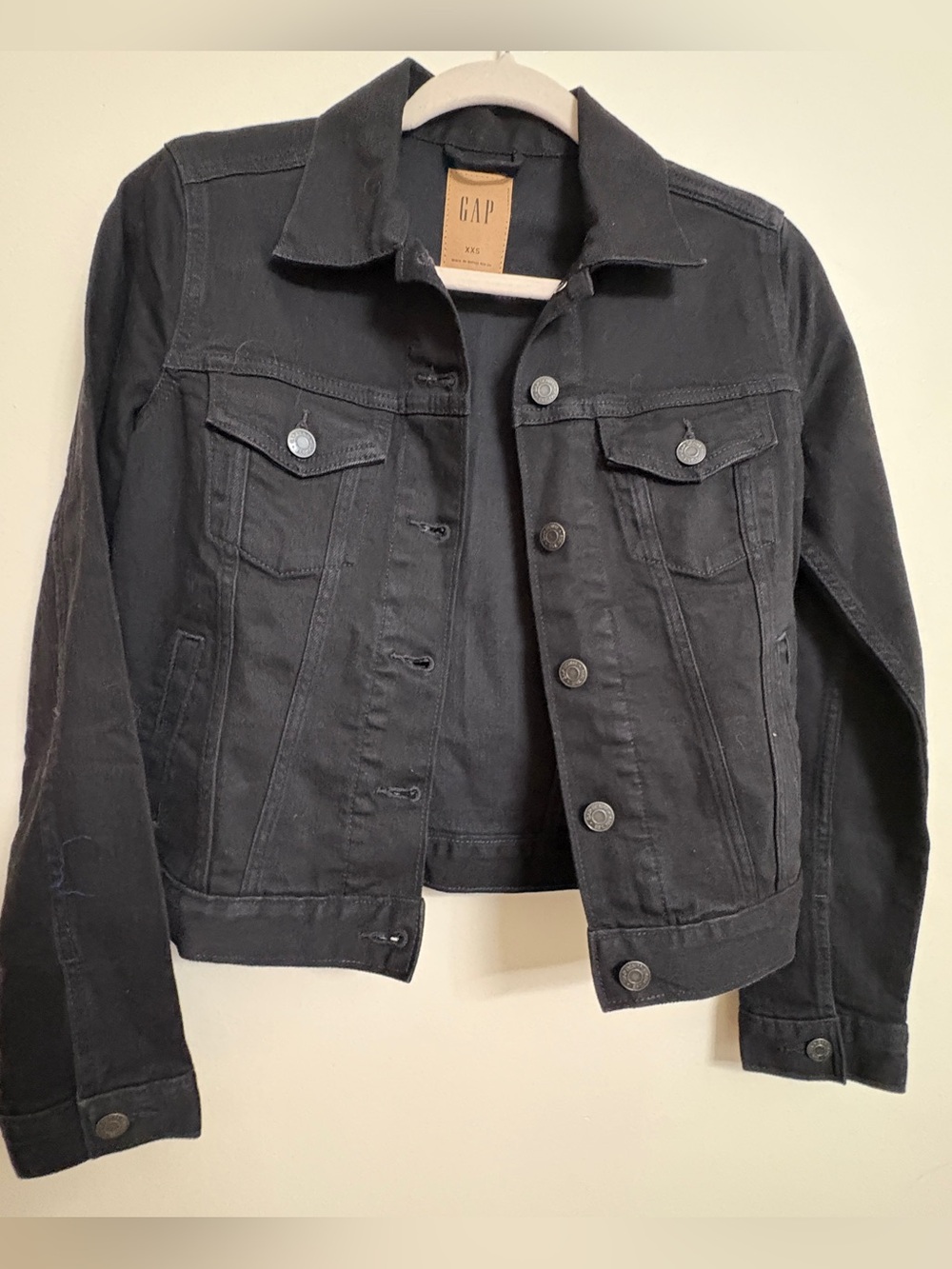 NWT GAP Black Denim Jacket xxs